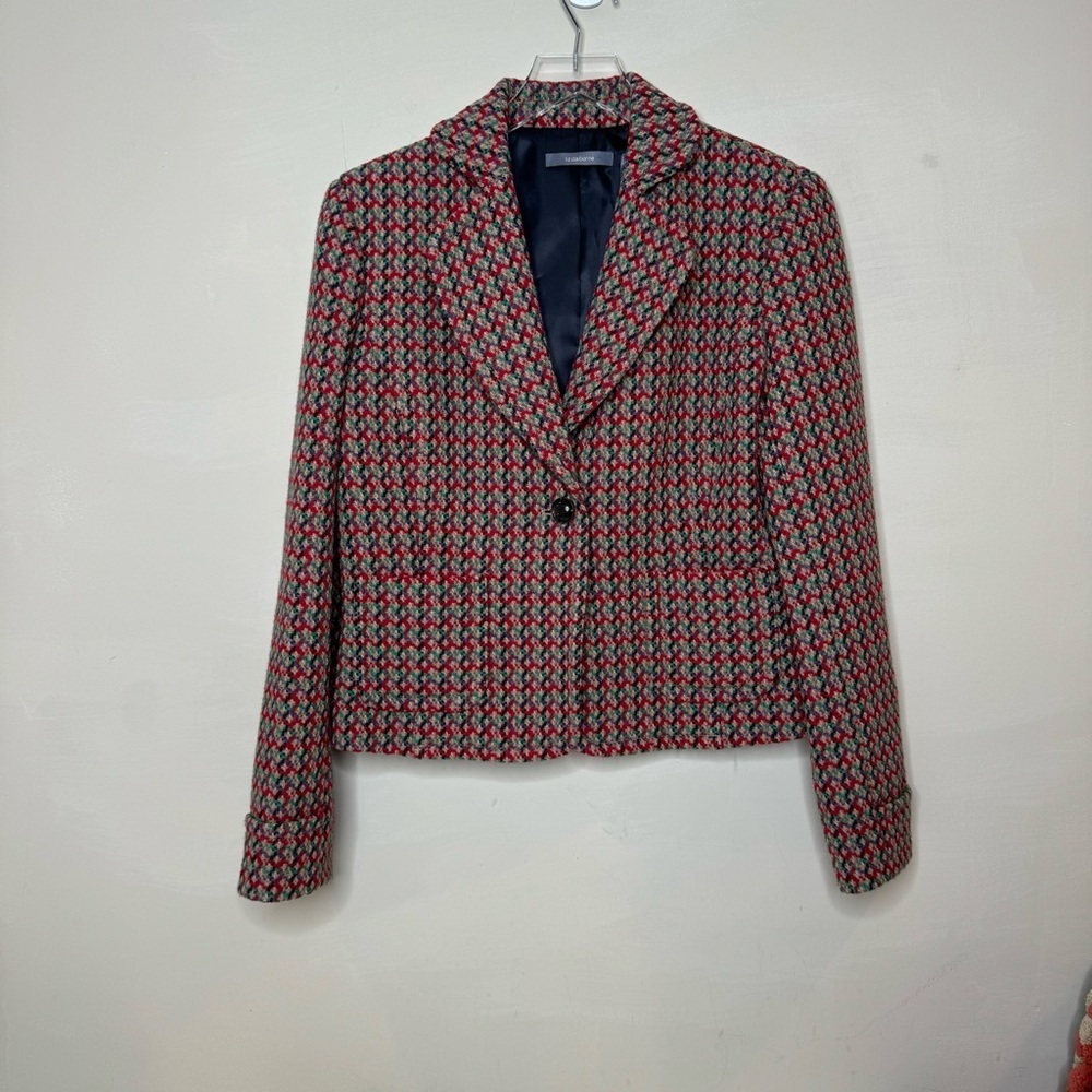 Liz Claiborne Blazer Tweed Size 8 Cropped Knit lined Pockets